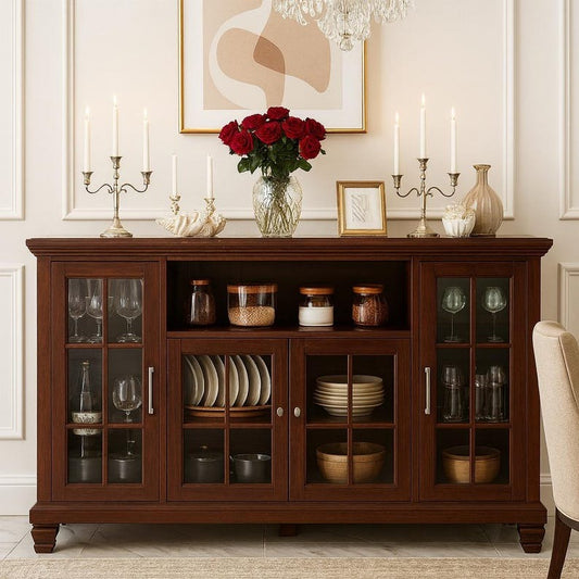 Vintage Walnut Buffet Cabinet