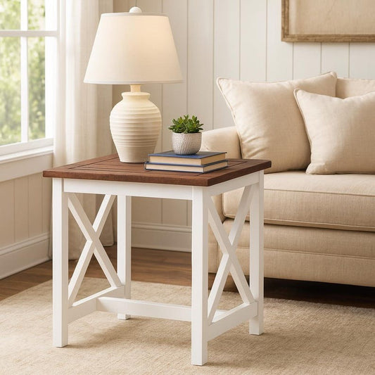 Farmhouse Acacia Wood Side Table
