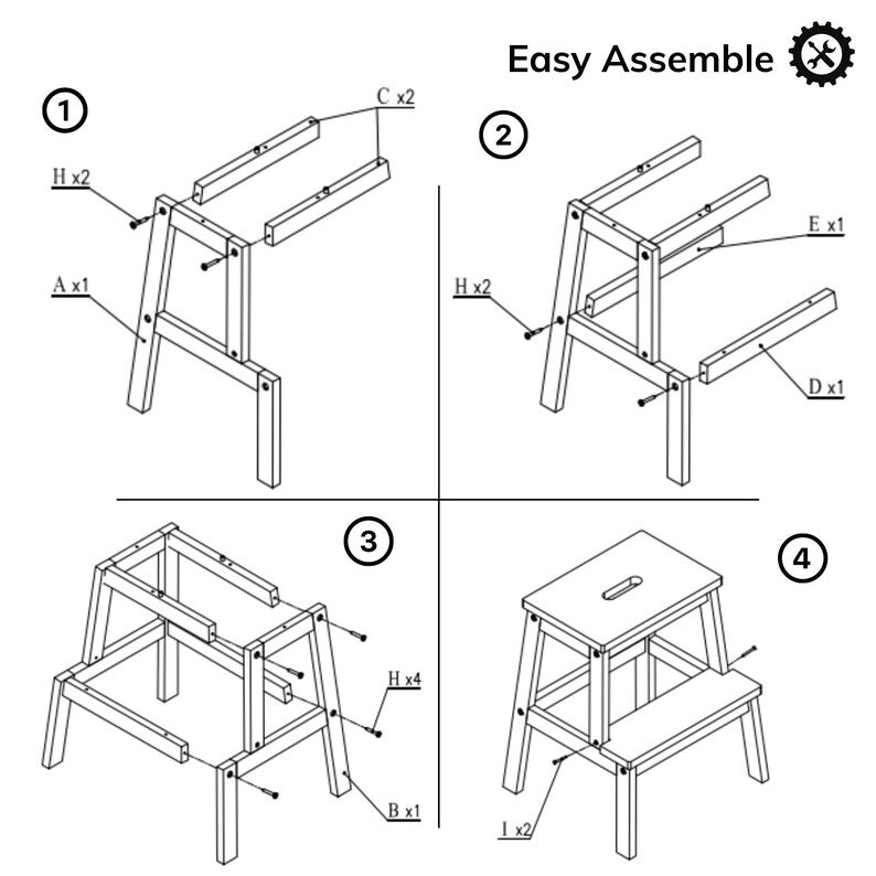 Acacia Wood Two-Step wooden stool