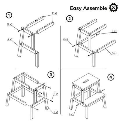 Acacia Wood Two-Step wooden stool