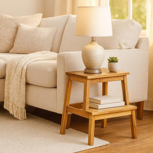 Acacia Wood Two-Step wooden stool