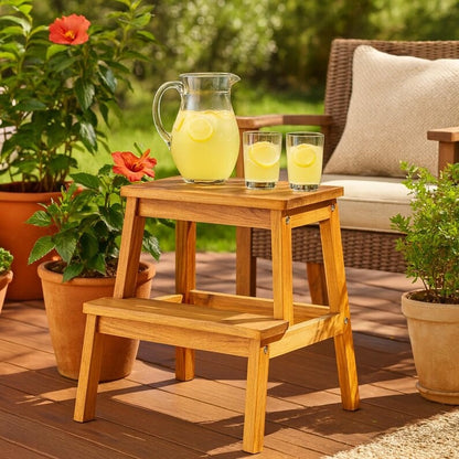 Acacia Wood Two-Step wooden stool