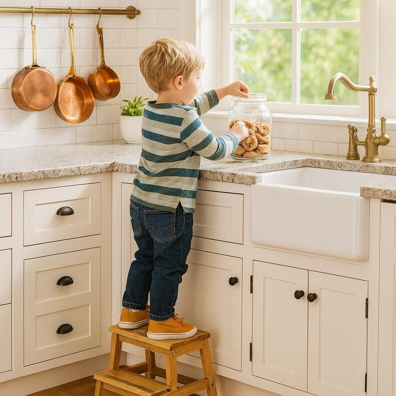 Acacia Wood Two-Step wooden stool