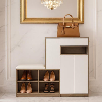 Shoe Cabinet with Cushioned Seat