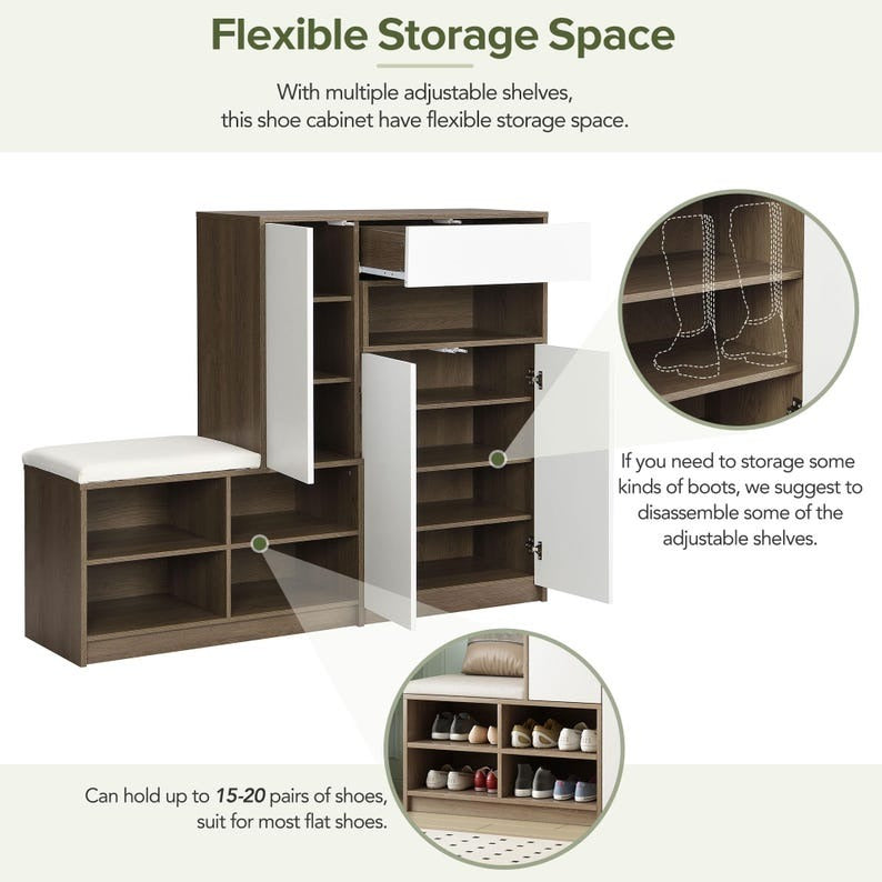 Shoe Cabinet with Cushioned Seat