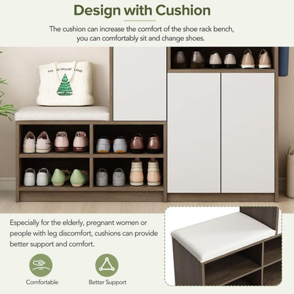 Shoe Cabinet with Cushioned Seat