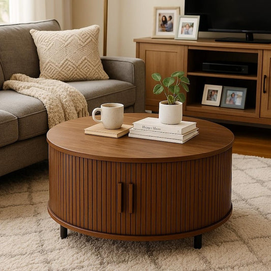 Round Coffee Table with Storage