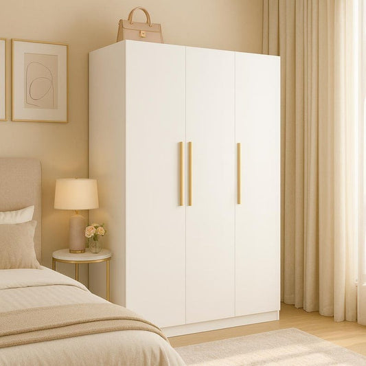 Modern White 3-Door Wardrobe Closet