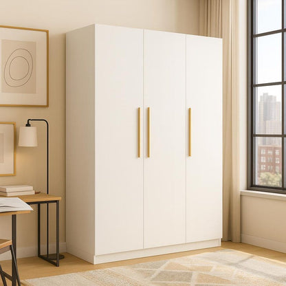 Modern White 3-Door Wardrobe Closet