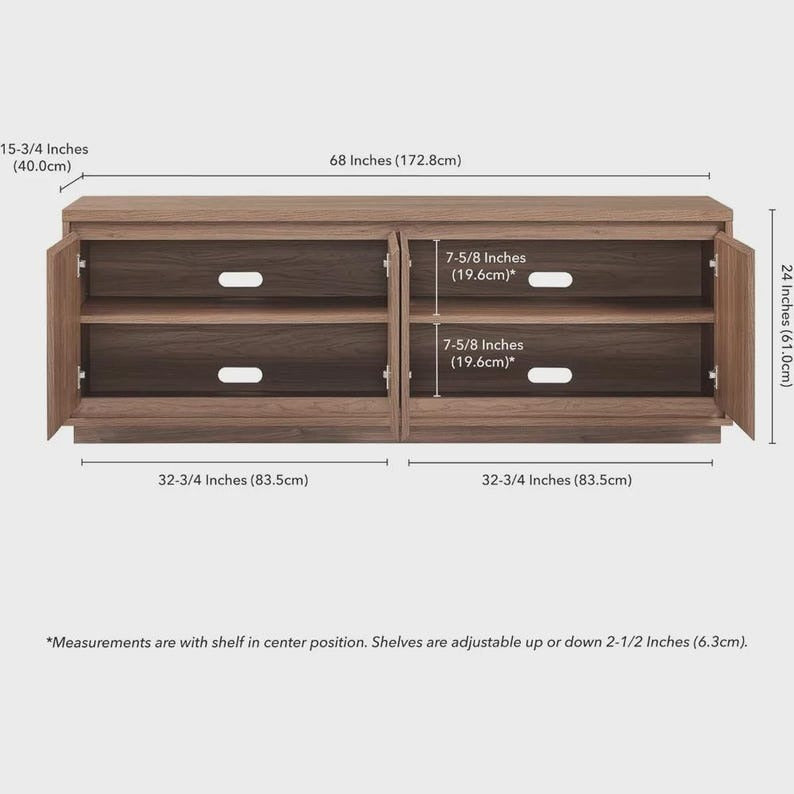 Walnut TV Stand 68” Wide