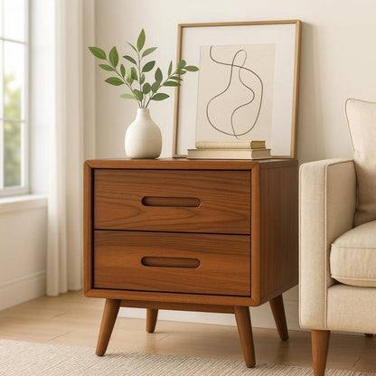 Solid Wood Mid-Century Nightstand