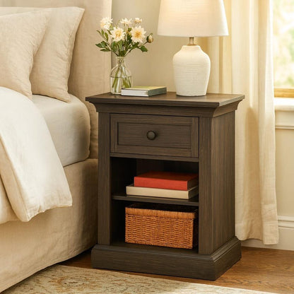 Nightstand with Drawer & Adjustable Shelf