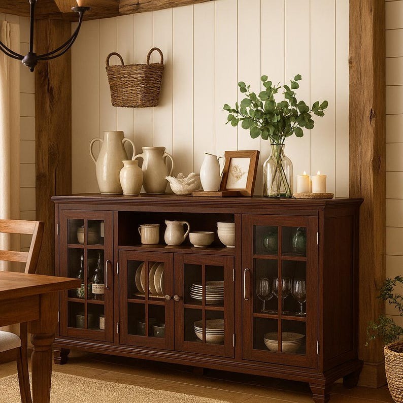 Vintage Walnut Buffet Cabinet