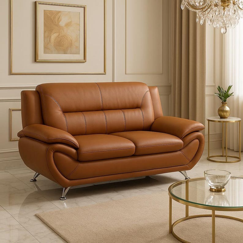 Faux Leather Living Room Loveseat