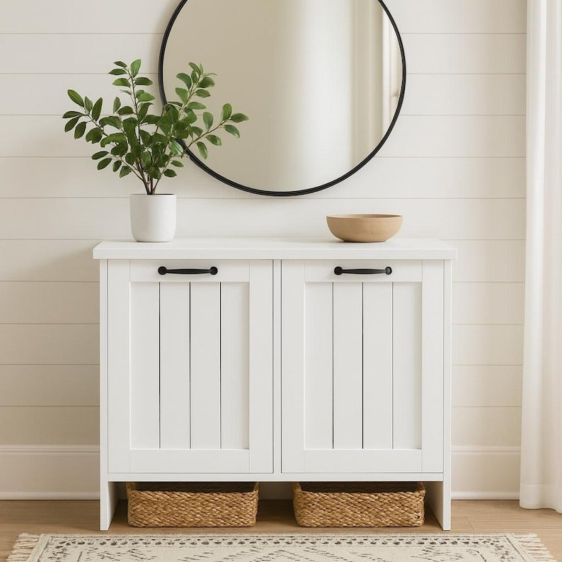 White Garbage Bin Cabinet