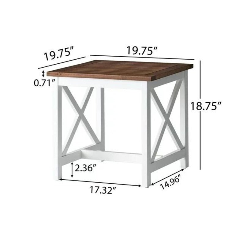 Farmhouse Acacia Wood Side Table