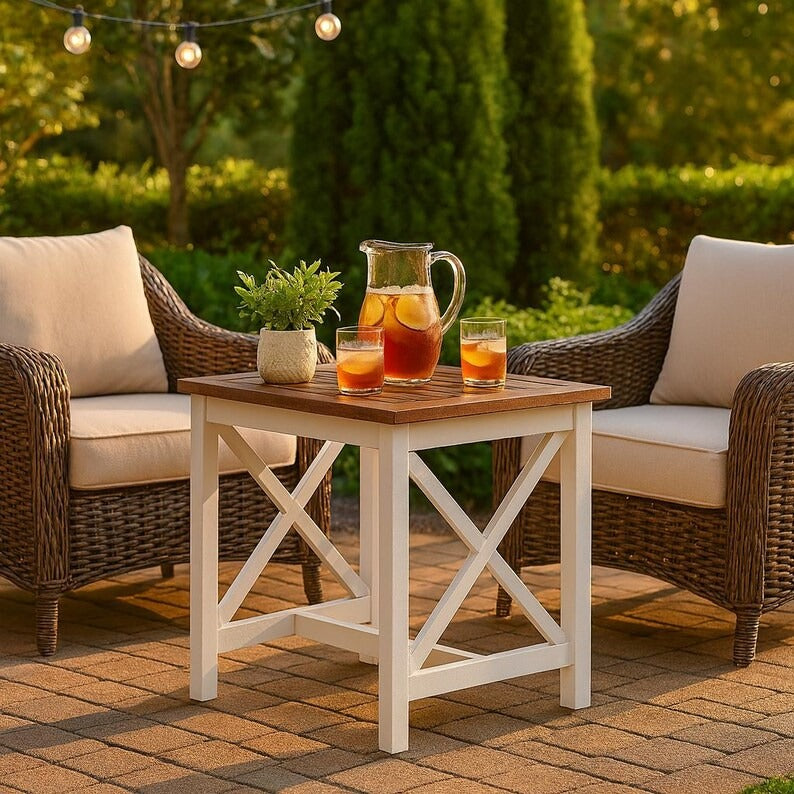 Farmhouse Acacia Wood Side Table