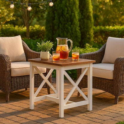 Farmhouse Acacia Wood Side Table