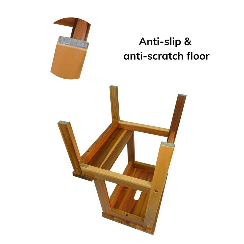 Acacia Wood Two-Step wooden stool