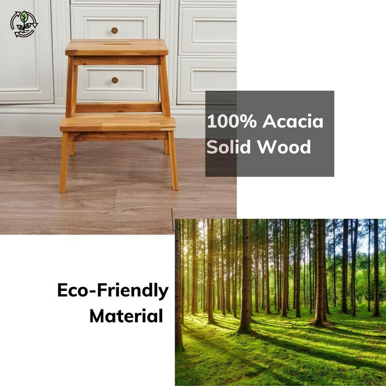 Acacia Wood Two-Step wooden stool