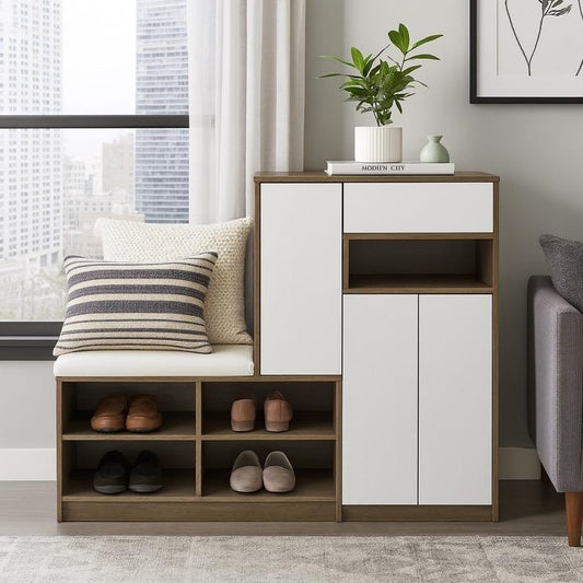 Shoe Cabinet with Cushioned Seat